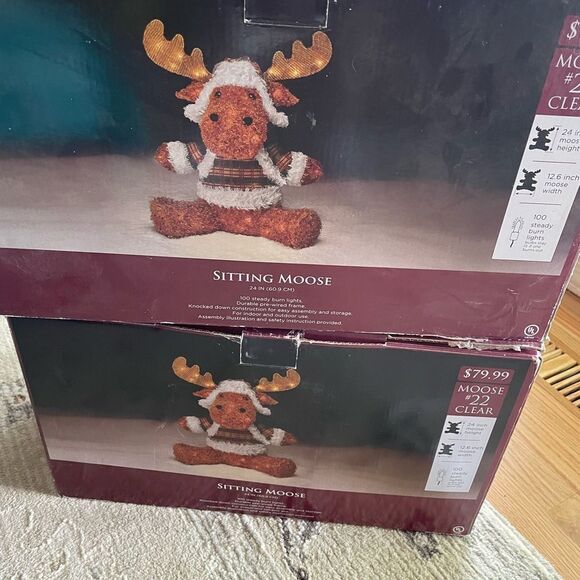 Traditions Sitting Moose Christmas Light Up Moose x 2! - Picture 1 of 16